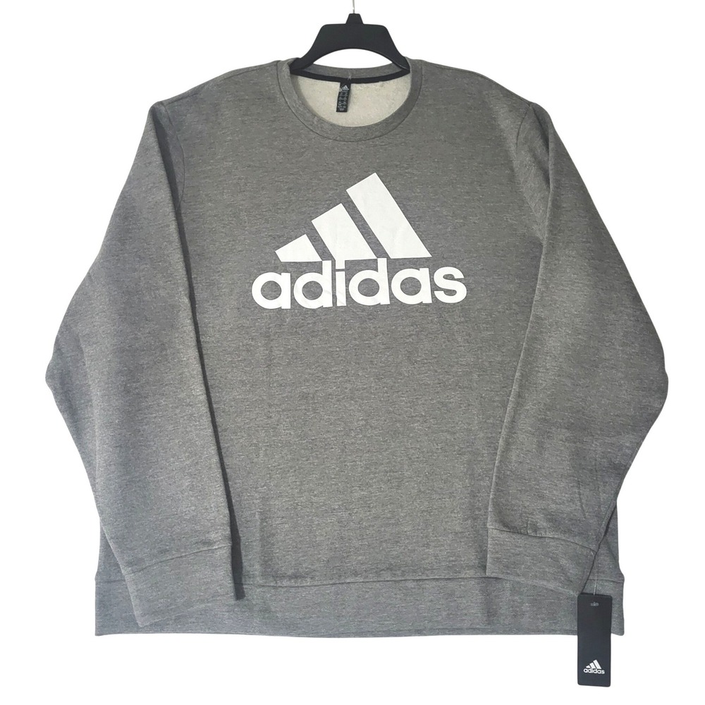 Adidas Golf Men's 2XL Crew Fleece Sweatshirt CVC Big Logo Heather Gray ADVR0802